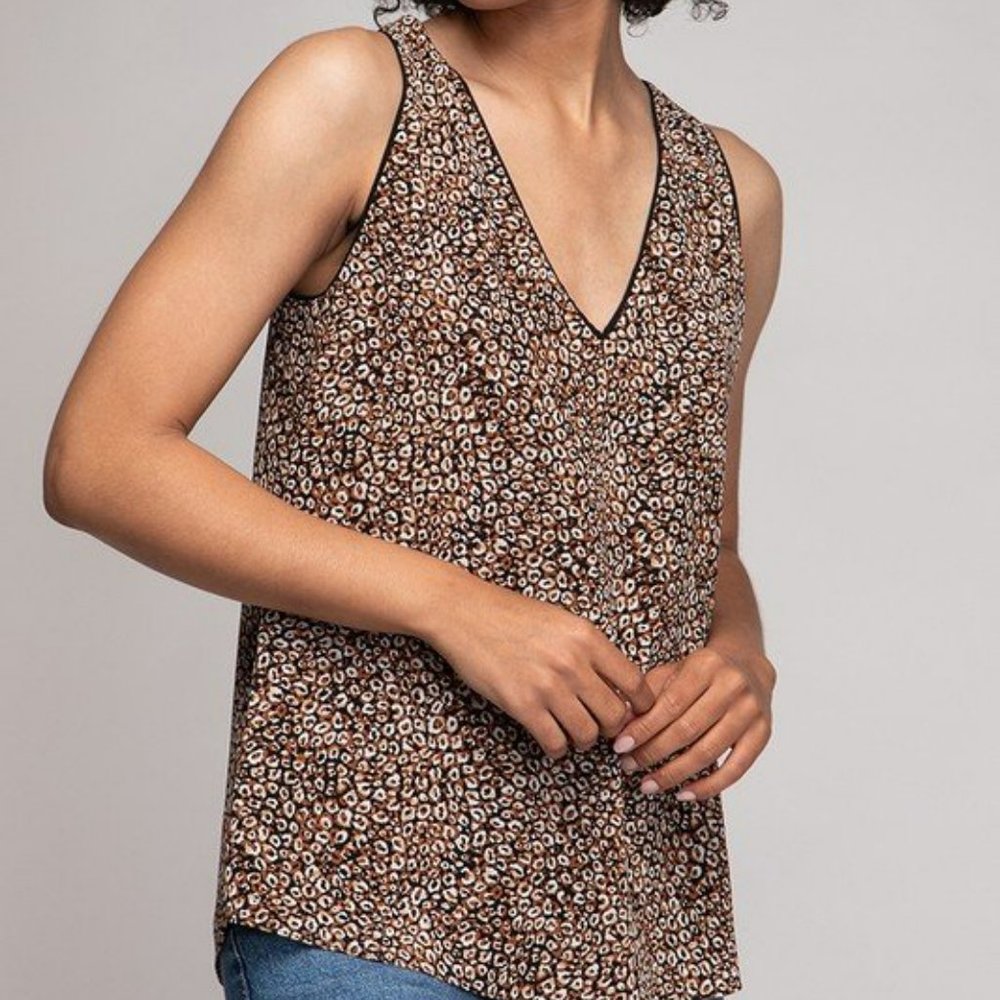Coffee Bean Abstract Print V-Neck Tank